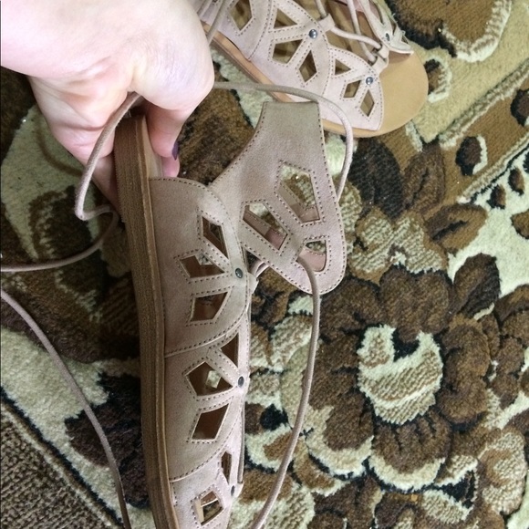 BRAND NEW lace up sandals. NEVER WORN - Picture 2 of 3